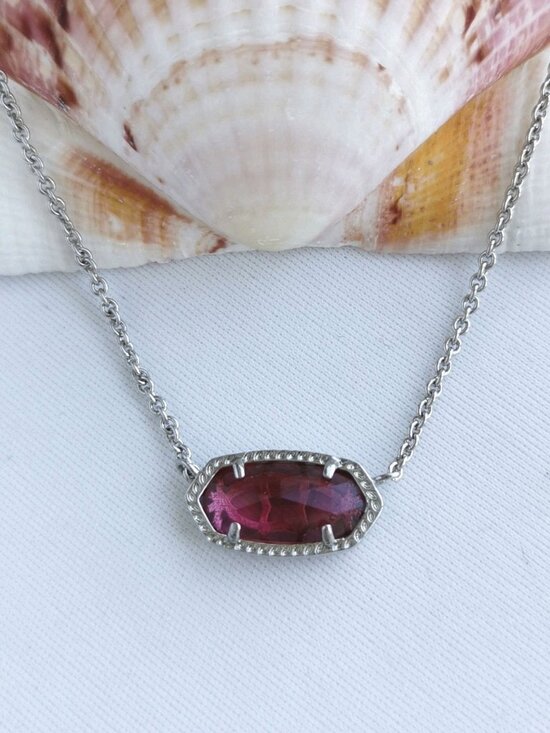 Kendra Scott Jewelry - Kendra Scott Elisa Berry red glass Pendant Necklace in Silver